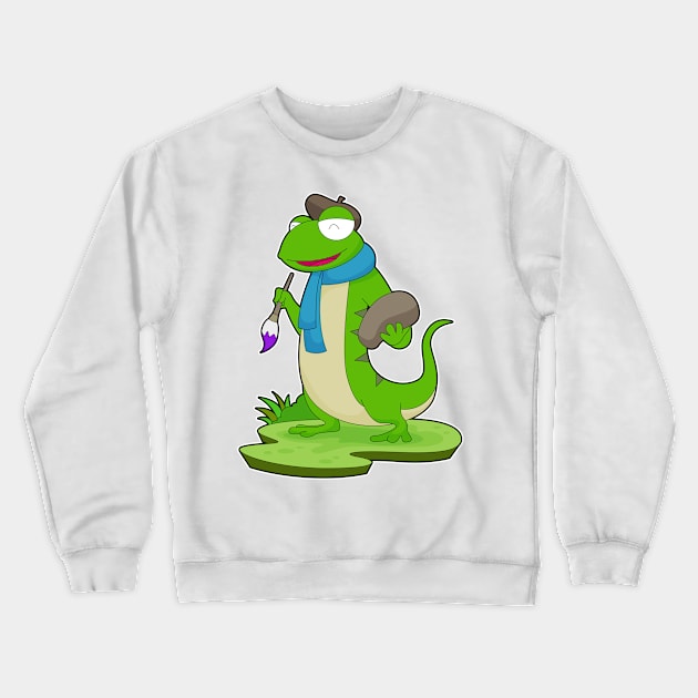 Lizard Painting Paint brush Crewneck Sweatshirt by Markus Schnabel